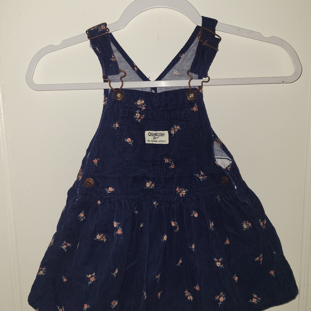 OshKosh B'gosh Corduroy Dark Blue Floral Dress